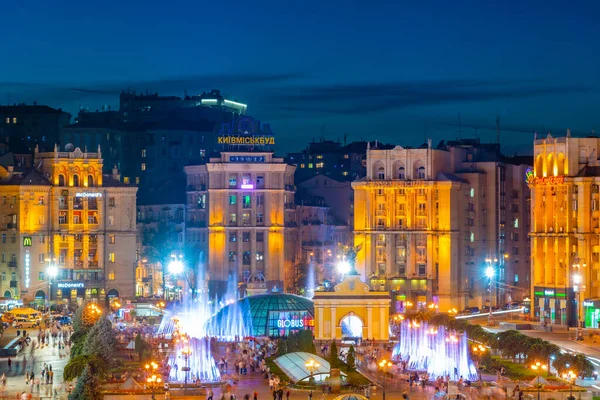 2019年8月28日 Kyiv Ukraine 乌克兰基辅独立广场夜景 — 图库照片