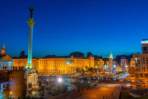 Kyiv Ukraine August 2019 Night View Independence Memorial Maidan Nezalezhnosti — 图库照片