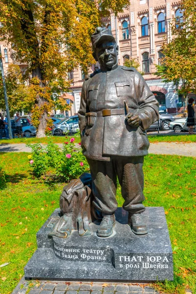 Quiiv Ucrânia Agosto 2019 Estátua Bom Soldado Svejk Kiev Ucrânia — Fotografia de Stock