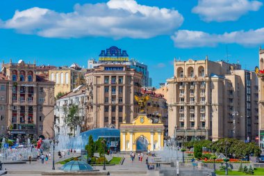 KYIV, UKRAINE, 28 AĞUSTOS 2019: Ukrayna 'nın Kyiv kentindeki bağımsızlık meydanı