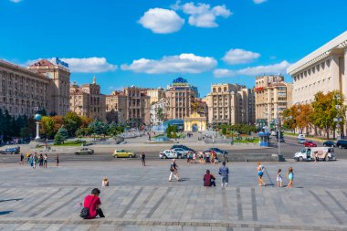 KYIV, UKRAINE, 28 AĞUSTOS 2019: Ukrayna 'nın Kyiv kentindeki bağımsızlık meydanı