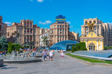 KYIV, UKRAINE, 28 AĞUSTOS 2019: Ukrayna 'nın Kyiv kentindeki bağımsızlık meydanı