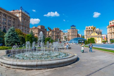 KYIV, UKRAINE, 28 AĞUSTOS 2019: Ukrayna 'nın Kyiv kentindeki bağımsızlık meydanı