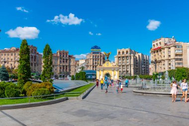 KYIV, UKRAINE, 28 AĞUSTOS 2019: Ukrayna 'nın Kyiv kentindeki bağımsızlık meydanı