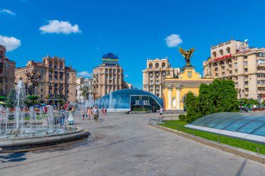 KYIV, UKRAINE, 28 AĞUSTOS 2019: Ukrayna 'nın Kyiv kentindeki bağımsızlık meydanı