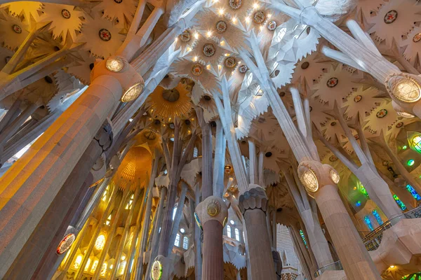 バルセロナ スペイン 2019年6月30日 スペイン バルセロナにあるサグラダ ファミリア大聖堂の内部 — ストック写真