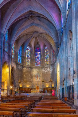 BARCELONA, SPAIN, 29 Haziran 2019: İspanya 'nın Barcelona kentindeki Santa Maria Basilikası