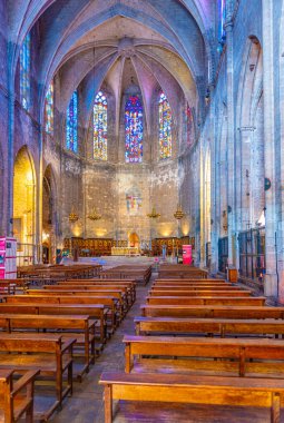 BARCELONA, SPAIN, 29 Haziran 2019: İspanya 'nın Barcelona kentindeki Santa Maria Basilikası