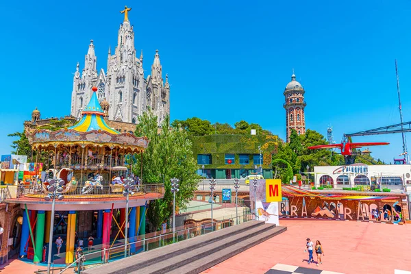 Barcelona Spain June 2019 View Temple Sacred Heart Jesus Tibidabo — 스톡 사진