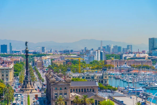 Barcelona Spanien Juni 2019 Luftaufnahme Des Passeig Colom Vom Montjuic — Stockfoto