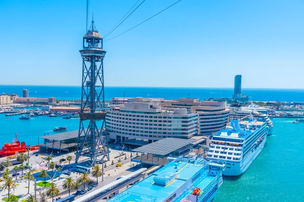 Barcelona Espanha Junho 2019 Amarrar Navios Cruzeiro Porto Barcelona Espanha — Fotografia de Stock