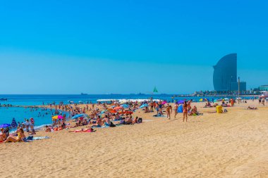 Barcelona 'da Barceloneta Sahili' nde Ricardo Bofill, İspanya 'nın W Oteli tarafından tasarlandı.