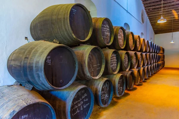 Jerez Frontera Spain June 2019 Wine Barrels Bodega Tio Pepe — 스톡 사진