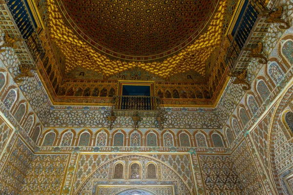 Sevilla Spanien Juni 2019 Decke Botschaftersaal Des Real Alcazar Sevilla — Stockfoto