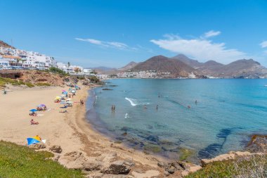 SAN JOSE, SPAIN, JUNE 21, 2019: La Calilla beach at Cabo de gata in Spain clipart