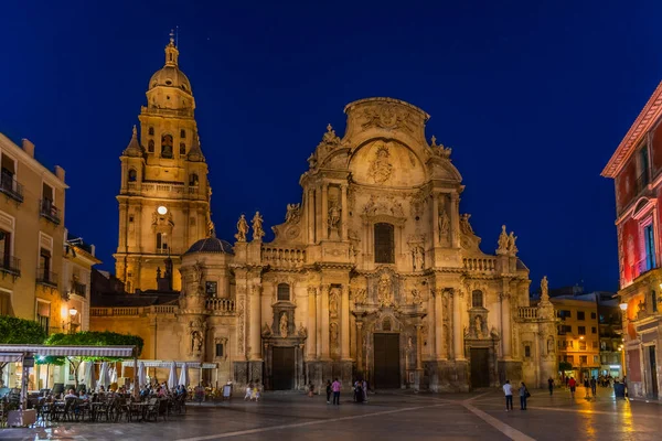 Murcia Spanje Juni 2019 Nachtzicht Kathedraal Van Saint Mary Murcia — Stockfoto