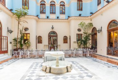 MURCIA, İSPAN, 19 Haziran 2019 İspanya 'daki Real Casino de Murcia' nın şölen salonu.