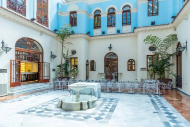 MURCIA, İSPAN, 19 Haziran 2019 İspanya 'daki Real Casino de Murcia' nın şölen salonu.