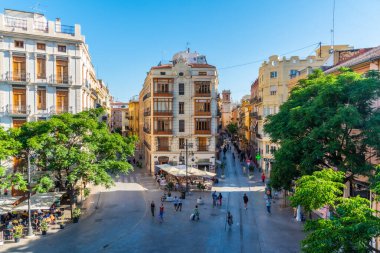 VALENCIA, İspanya, 17 Haziran 2019: Valencia, İspanya 'da Placa dels Furs' un havadan görünüşü