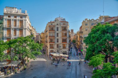 VALENCIA, İspanya, 17 Haziran 2019: Valencia, İspanya 'da Placa dels Furs' un havadan görünüşü