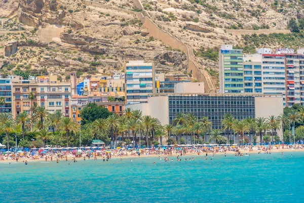 Alicante Spain June 2019 People Enjoying Sunny Day Postiguet Beach — Stock Photo, Image