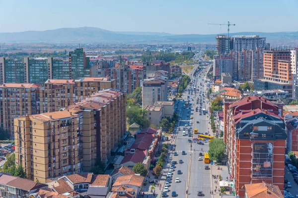 Prishtina Kosovo Σεπτεμβρίου 2019 Αεροφωτογραφία Της Λεωφόρου Bill Clinton Στην — Φωτογραφία Αρχείου