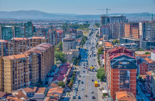 Prishtina Kosovo 2019年9月16日 コソボ プリシュティナのビル クリントン通りの空中写真 — ストック写真