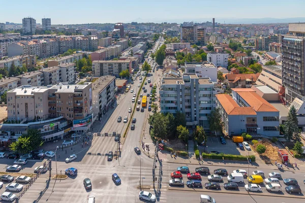 Prishtina Kosovo September 2019 Luchtfoto Van Deshmoret Kombit Boulevard Prishtina — Stockfoto