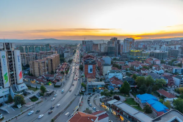 Prishtina Kosovo September 2019 Sonnenuntergang Auf Dem Bill Clinton Boulevard — Stockfoto