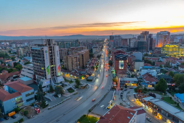 Prishtina Kosovo September 2019 Zonsondergang Uitzicht Bill Clinton Boulevard Prishtina — Stockfoto