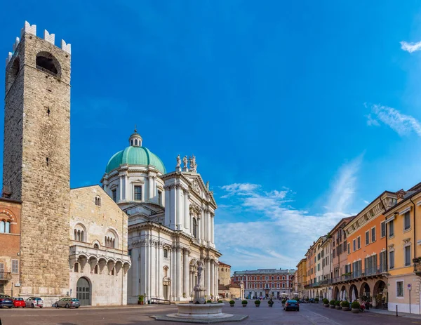 Brescia Itália Julho 2019 Palazzo Del Broletto Por Trás Catedral — Fotografia de Stock
