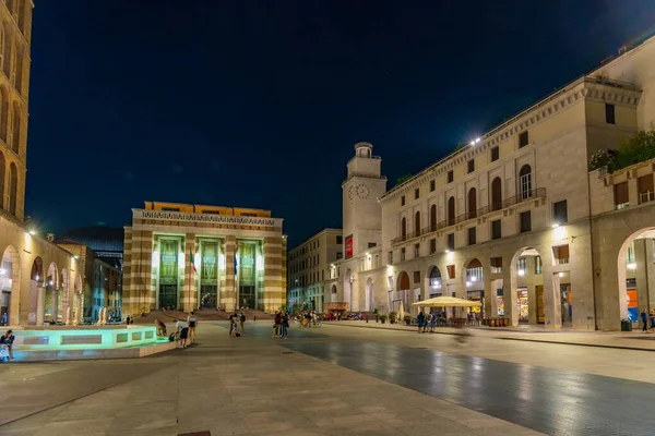 Brescia Włochy Lipiec 2019 Widok Nocny Piazza Della Vittoria Brescia — Zdjęcie stockowe