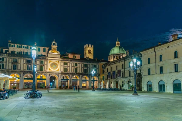 Brescia Italia Luglio 2019 Veduta Notturna Piazza Della Loggia Brescia — Foto Stock