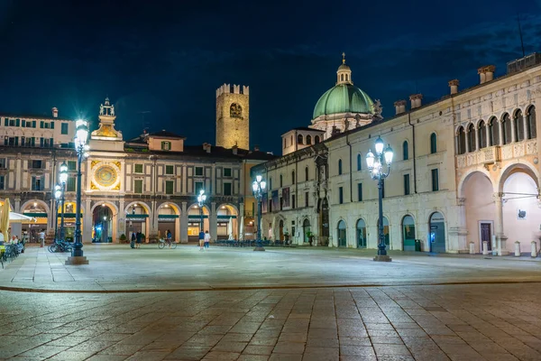 Brescia Itália Julho 2019 Vista Noturna Piazza Della Loggia Brescia — Fotografia de Stock