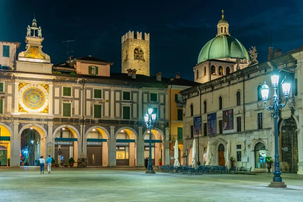 Brescia Italia Luglio 2019 Veduta Notturna Piazza Della Loggia Brescia — Foto Stock