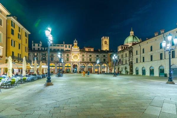 Brescia Itália Julho 2019 Vista Noturna Piazza Della Loggia Brescia — Fotografia de Stock