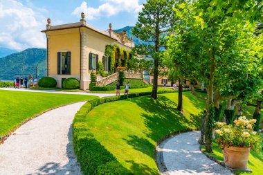 TREMEZZO, İtalya, 18 Temmuz 2019: Villa del Balbianello İtalya Como Gölü