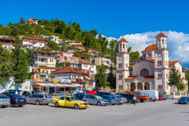 BERAT, ALBANIA, 27 Eylül 2019: Berat, Arnavutluk 'taki Saint Demetrius Katedrali
