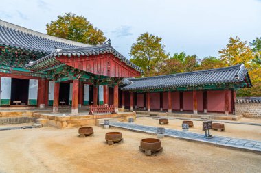 JEONJU, Kore, 23 Ekim 2019: Jeonju, Kore Cumhuriyeti 'ndeki Gyeonggijeon Sarayı