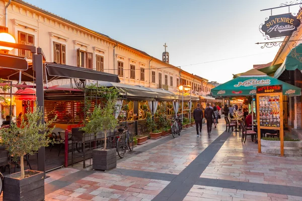 Shkoder Albania Szeptember 2019 Sunset View Rruga Kole Idromeno Street — Stock Fotó