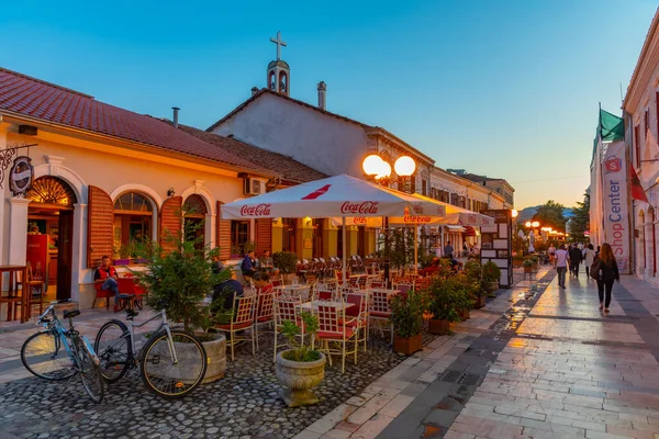 Shkoder Albania September 2019 Sunset View Rruga Kole Idromeno Street — 스톡 사진