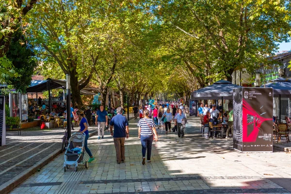 Тирана Альбания Сентября 2019 Года Люди Прогуливаются Пешеходной Аллее Тиране — стоковое фото