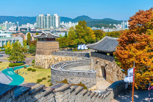 Suwon Korea Οκτωβρίου 2019 Πύλη Hwaseomun Του Φρουρίου Hwaseong Στο — Φωτογραφία Αρχείου