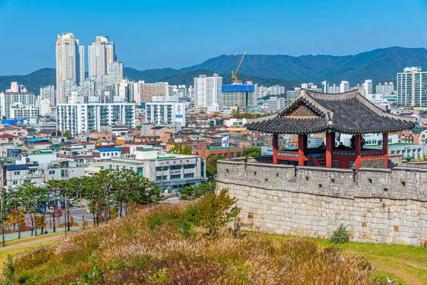 Suwon Corea Octubre 2019 Paisaje Suwon Detrás Fortaleza Hwaseong República — Foto de Stock