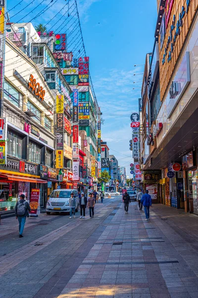 Suwon Korea October 2019 View Busy Street Center Suwon Republic — Stock Photo, Image