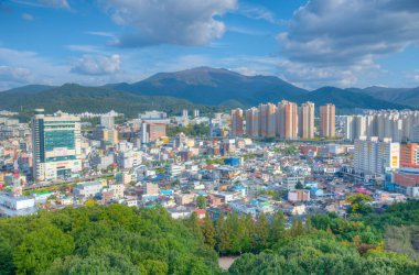 Gwangju, Kore, 22 Ekim 2019: Gwangju, Kore Cumhuriyeti 'nin havadan görünüşü