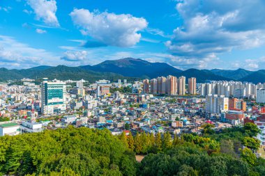 Gwangju, Kore, 22 Ekim 2019: Gwangju, Kore Cumhuriyeti 'nin havadan görünüşü