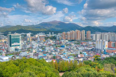 Gwangju, Kore, 22 Ekim 2019: Gwangju, Kore Cumhuriyeti 'nin havadan görünüşü