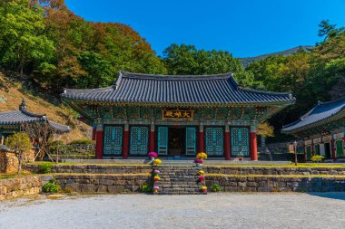 Gwangju, Kore, 21 Ekim 2019: Kore Cumhuriyeti 'ndeki Mudeungsan Ulusal Parkı' ndaki Jeungsimsa Tapınağı