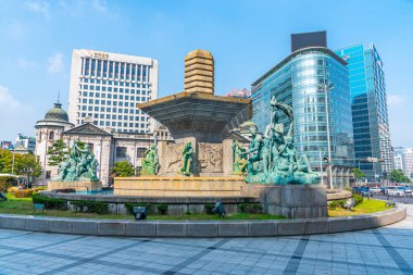 SEOUL, Kore, 20 Ekim 2019: Seul, Kore Cumhuriyeti Çeşme Meydanı